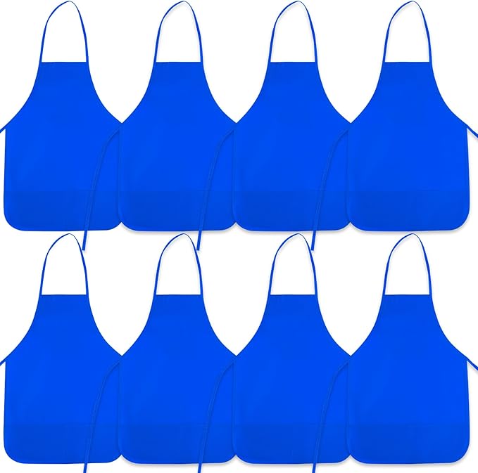 8 Pcs Kids Apron Painting Aprons for Kids Art Smocks Paint Apron Bulk for Painting Classroom Activity Kitchen Crafts Party Supplies(Blue)