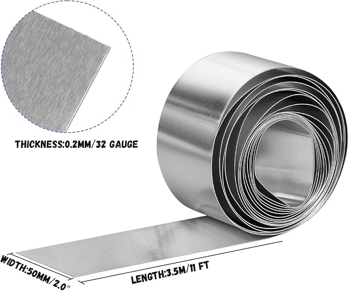 Aluminum Flashing Roll，Aluminum Sheet Roll 3500x50x0.2mm(LxWxT) Applicable to Various House Repair and DIY Projects