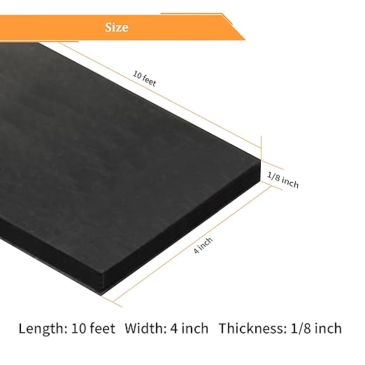 DOBTIM Solid Neoprene Rubber Strips with Adhesive Backing 1/8 (.125)" Thick x 4" Wide x 10' Long, Self Adhesive Rubber Sheets, Rolls & Strips for DIY Gaskets Crafts Pads Seals Warehouse Flooring