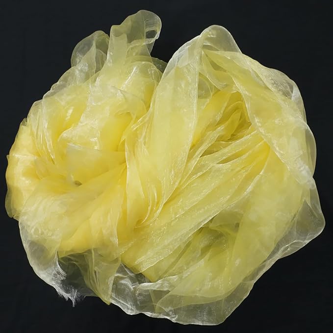 Two-Tone Iridescent Holographic Organza Fabric - 5.5 Yards by The Yard | Lightweight Sheer Tulle | for Wedding Dresses, Party Decor, DIY Crafts, Shiny Backdrops(Shimmery ICY Yellow)