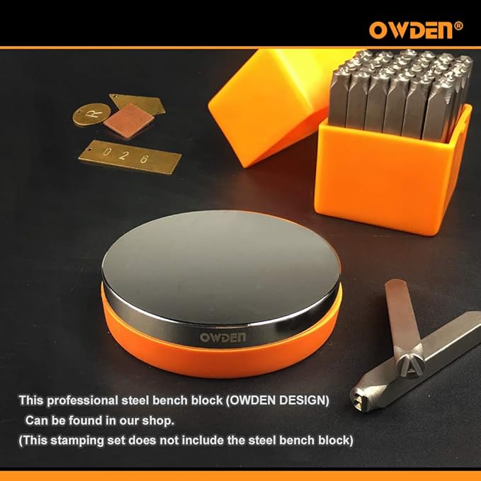 OWDEN Professional 36Pcs. Steel Metal Stamping Tool Set,(1/8”) 3mm,Steel Number and Letter Punch Set,Alloy Steel Made HRC 58-62 for Jewelry Craft Stamping.