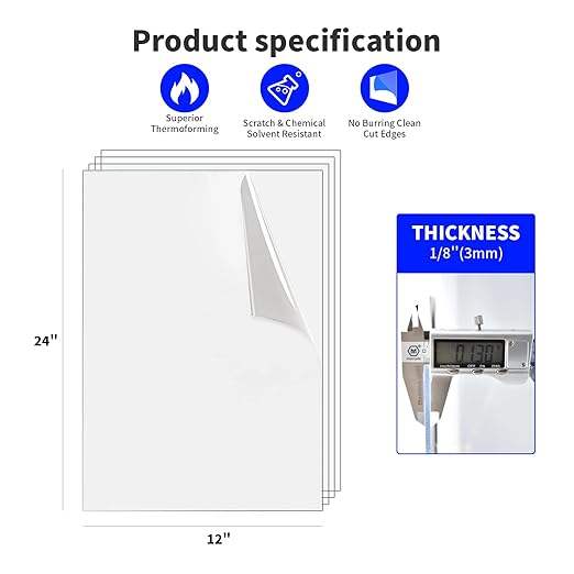 Art3d (2 Pack) 1/8" Thick Plexiglass Sheets - 24" x 12" PET Clear Sheets for Art Design，Craft Projects, Signs, DIY in Home, Wedding, Festival,Party,Office