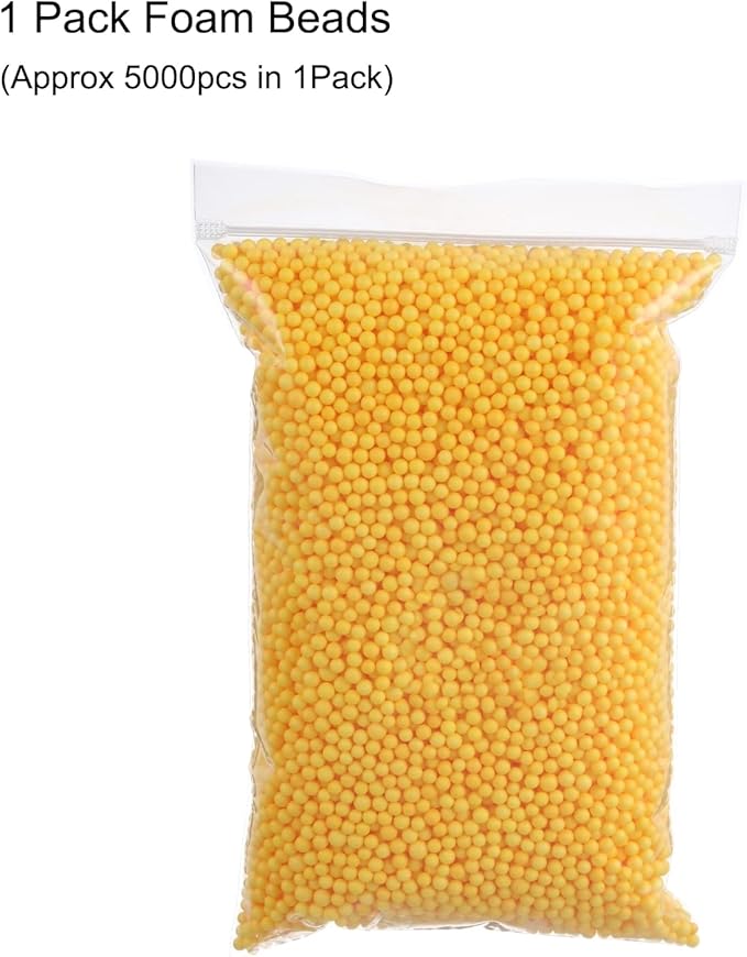 MECCANIXITY Foam Beads Foam Balls 4-6mm for Wedding and Party Decorations, Tiny Packing Balls, Arts DIY Crafts Supplies (Dark Yellow,1 Pack Approx 5000pcs)