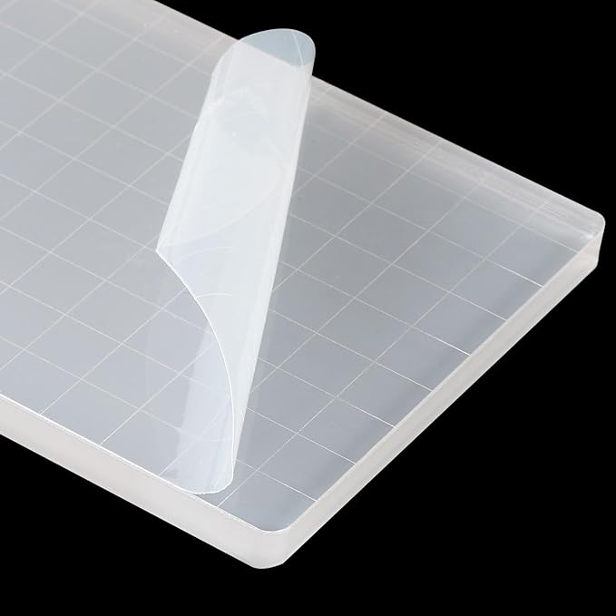 PATIKIL 5" x 3.5" Acrylic Stamp Block, Clear Stamping Block with Grid Lines Decorative Mounting Blocks Square for Scrapbooking DIY Crafts Card Making