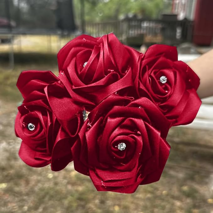 1-1/2" Width x 50 Yards Satin Fabric Ribbon, Red Ribbon Perfect for DIY Bows, Swags, Gift Wrapping, Craft, Flower Bouquet, Christmas and Party Decoration