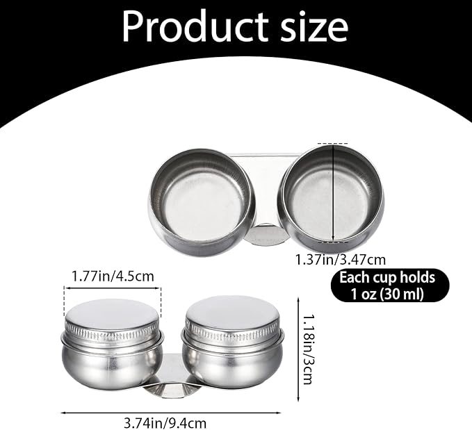 Stainless Steel Oil Painting Double Palette Cup with Screw Lid Dipper Clip, Large Mouth Double Dipper Palette Cup Portable Travel Double-Dipper Oil Painting Container for Acrylic Oils Watercolor