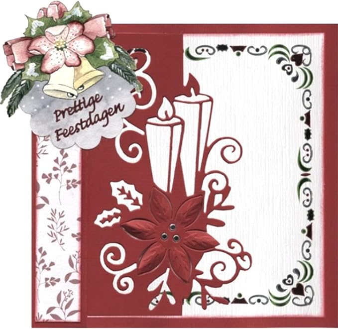 Metal Cutting Dies DIY Merry Christams Embossing Stencil Template Scrapbooking Card Making Mold Photo Album Arts Crafts Tools (Christmas Candle lace-7.6x12.9cm)