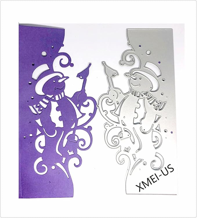 Metal Cutting Dies DIY Embossing Stencil Template Scrapbooking Card Making Mold Photo Album Arts Crafts Tools (Lace Snowman-16.4x7.9cm)