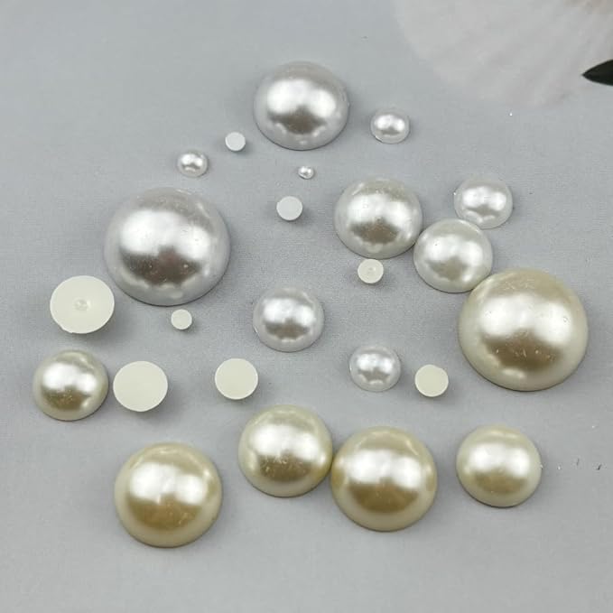 3000pcs 6mm Half Pearls for Crafts Flatback Round Half Pearl Beads for Jewelry Making Nail Art Scrapbook Craft Wedding Dress Decoration(Ivory White)