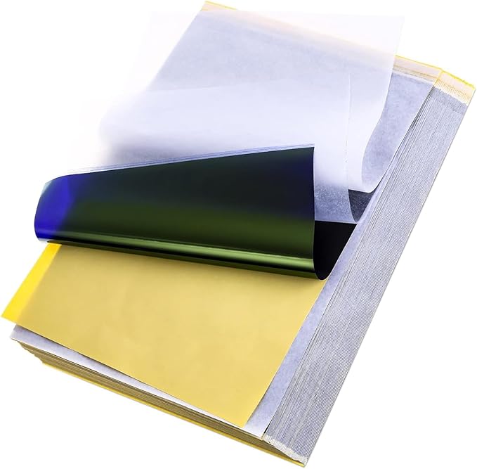 Tattoo Transfer Paper - 100 Sheets A4 Size, Thermal Stencil Paper for Tattoo Transfer Kit - Commercial & Personal Use, DIY Tattoo Tracing Paper Compatible with Printer & Tattoo Supplies