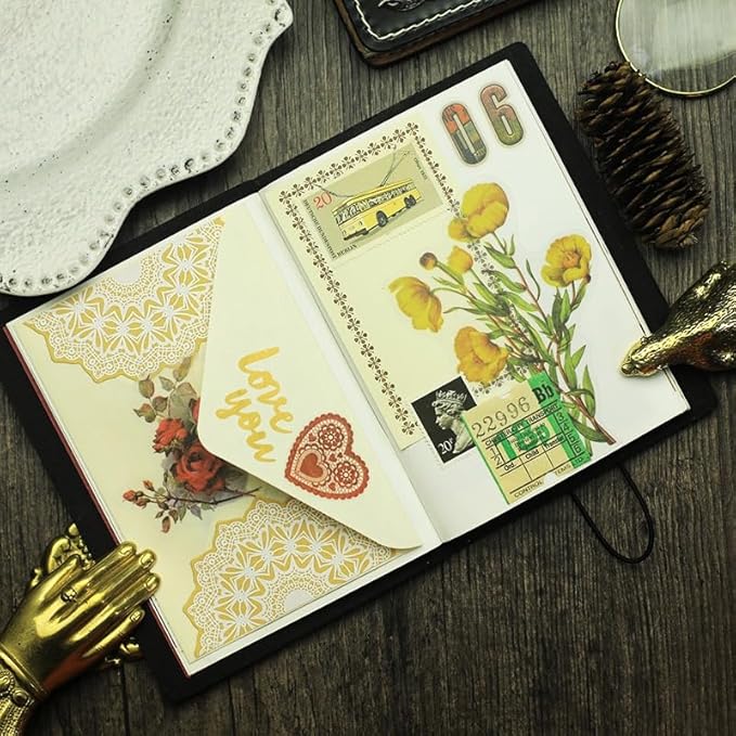 Vintage Vellum Stickers Floral Plants Elements Scrapbooking Supplies Flowers Botanic Natural Translucent Paper Self-Adhesive Junk-Journal Items (Floral)
