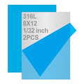 316L Stainless Steel Sheet 8x12x0.031 (23 Ga) 2 Pack, Brushed Metal Plates for Home DIY, Jewelry Making, Model Building - Rust Resistant, Cut-to-Size Ready