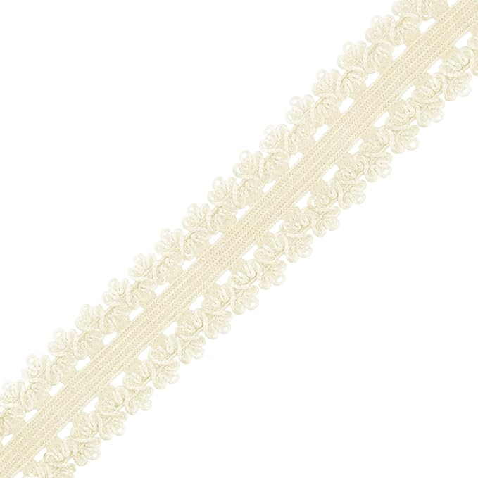 Mandala Crafts Ivory Stretch Lace Soft Elastic Trim Roll - 55 Yards 1 Inch Wide Stretchy Frilly Picot Ribbon for Sewing Lingerie, Headbands, Underwear, and Crafts