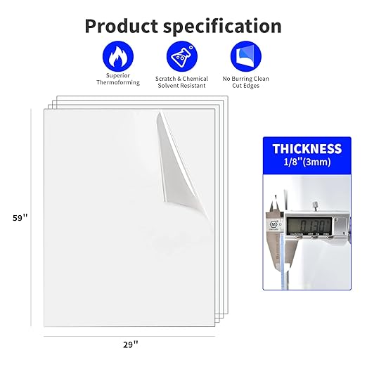 Art3d (2 Pack) 1/8" Thick Plexiglass Sheets - 59" x 29" PET Clear Acrylic Sheets for Art Design，Craft Projects, Signs, DIY in Home, Wedding, Festival,Party,Office