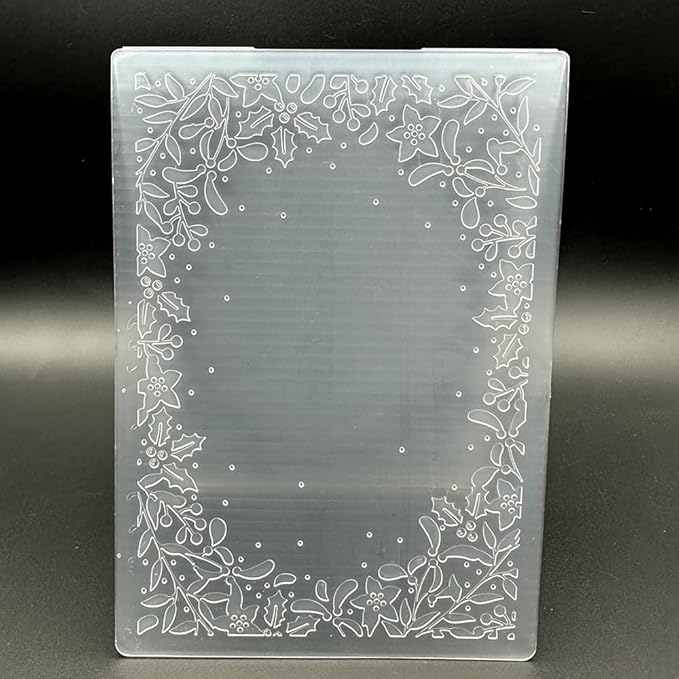 3D Plastic Embossing Folder Template Christmas Leaf Border Texture A6 Size for Card Making DIY Scrapbooking Paper Crafting Handmade Crafts Scrapbooking Arts Supplies Scrapbook Decor