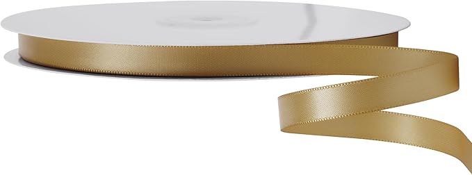 LIUYAXI Pale Gold Satin Ribbon, Double Faced 1/2" X Continuous 25 Yards Ribbons Perfect for Gift Wrapping Bows Bouquet Wedding Craft and More