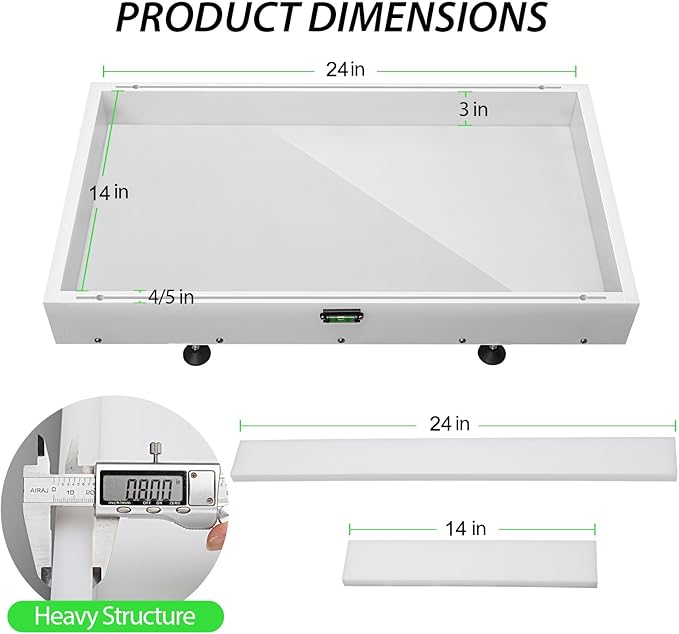 Large Reusable Epoxy Resin Mold 24×14×3 Adjustable Clamping System – Ideal Resin Molds for Coffee Tables, Trays, Cutting Boards & DIY Projects