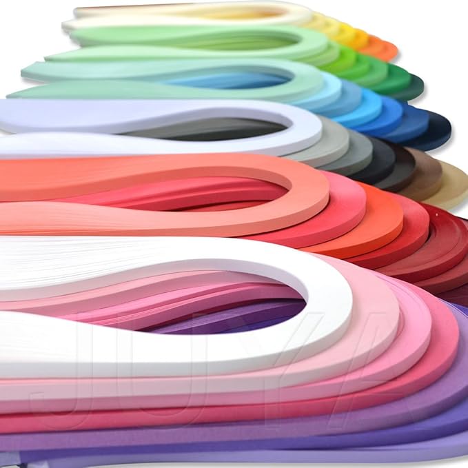 JUYA Single Color Paper Quilling Strips Set 42 Colors 100 Strips per Pack 2/3/5/7/10 mm Width Available 42 Colors, Width 2 mm (0.08 in)