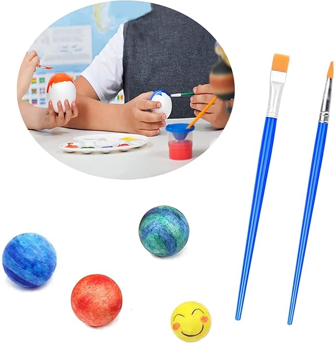 hesmartly 30 Pack Craft Foam Balls,White Polystyrene Smooth Round Balls, 1.97inch Foam Balls and 2 Pieces Painting Brushes for DIY Projects Arts and Crafts Supplies