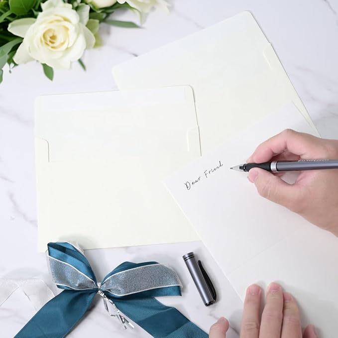 Keketer A2 Cream White Printable Envelopes 80 Pack Self - Seal, for 5x7 Cards, Weddings, Invitations, Baby Shower 4.375 x 5.75 Inches