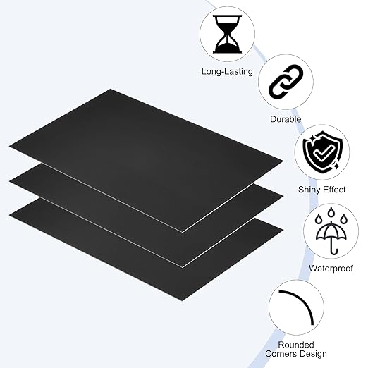 PATIKIL 8x12 Inch Anodized Aluminum Sheet Metal, 1Pcs Laser Plates Engraving Blanks 0.5MM Thin Rectangle for Crafting DIY House Laser Engraving, Black