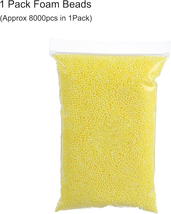 MECCANIXITY Foam Beads Foam Balls 2-3mm for Wedding and Party Decorations, Tiny Packing Balls, Arts DIY Crafts Supplies (Light Yellow,1 Pack Approx 8000pcs)