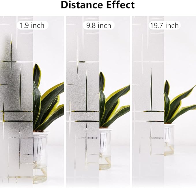 NINETREX Frosted Window Privacy Film,Window Cling Privacy Film, Decorative Glass Static Cling Non-Adhesive Vinyl Removable for Home Office Cross Pattern,17.5 x 157.4Inches