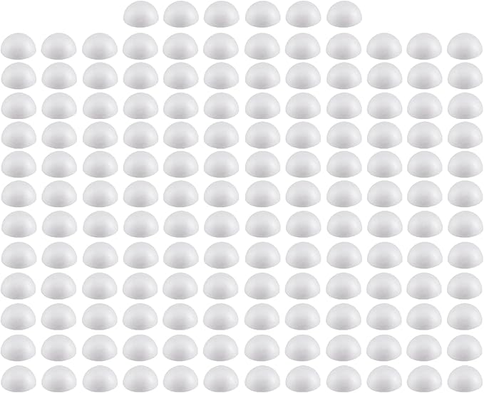 Crafjie 150PCS 1 Inchs Half Foam Balls White Half Round Polystyrene Foam Balls Craft Supplies Hemispherical Christmas Craft Ballfor DIY Home Craft Project and Art Decoration