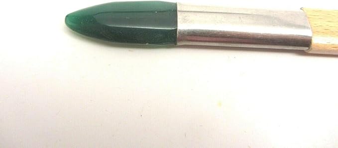 UJ Ramelson Agate Bezel Burnisher for Stone Setting, Jewelry Making, Metal Clay Burnishing and Polishing, Gold and Silver Leaf, Bookbinding Tools, Angled Green Color