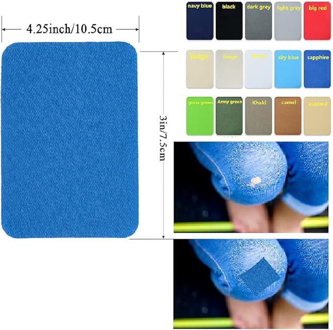 12PCS Fabric Iron on Patches Inside & Outside Strong Glue 100% Cotton Repair Patch for Clothes Pants Mending and Decorating, Beige
