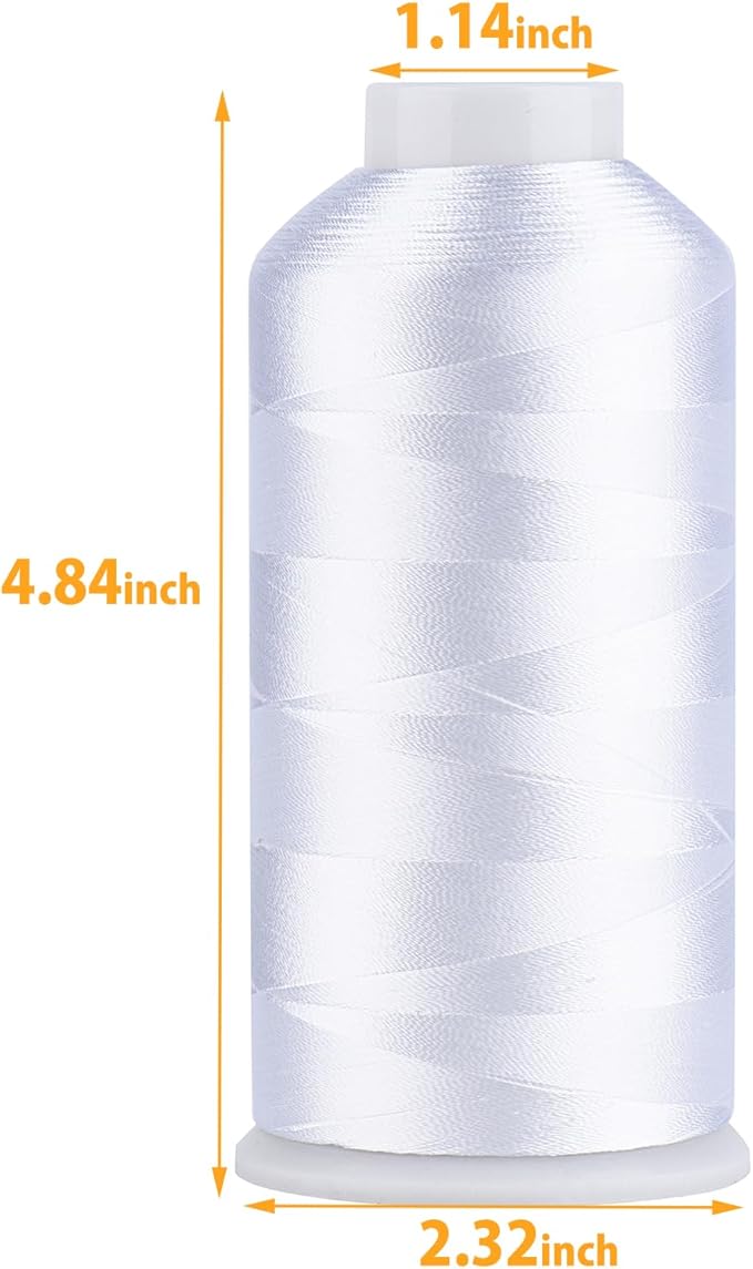 Simthread Rayon Embroidery Thread 5500 Yards, 40wt 100% Rayon Viscose for Commercial and Domestic Machines - Super White 1001