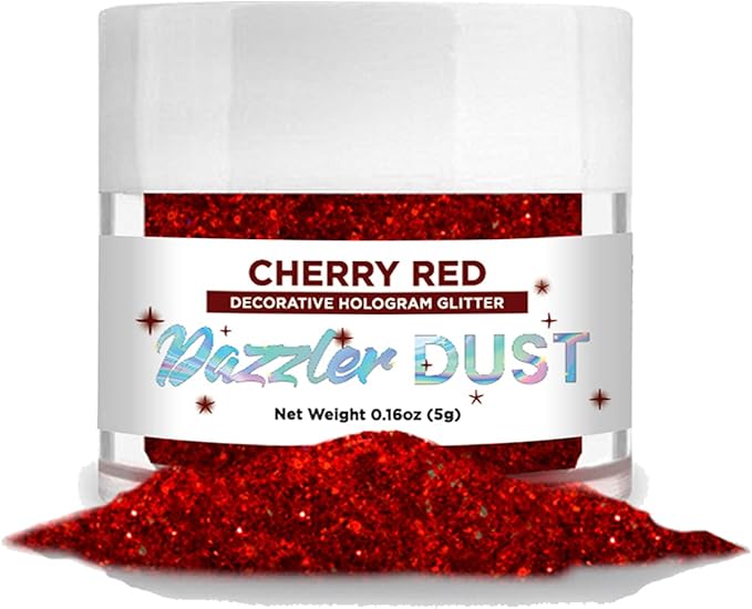 BAKELL Cherry Red Art & Craft Glitter, 5g Jar | Dazzler DUST | Non-Toxic Decorating Glitter | Arts, Crafts, Slime, Glue, Paint, Face & Body (Cherry Red)