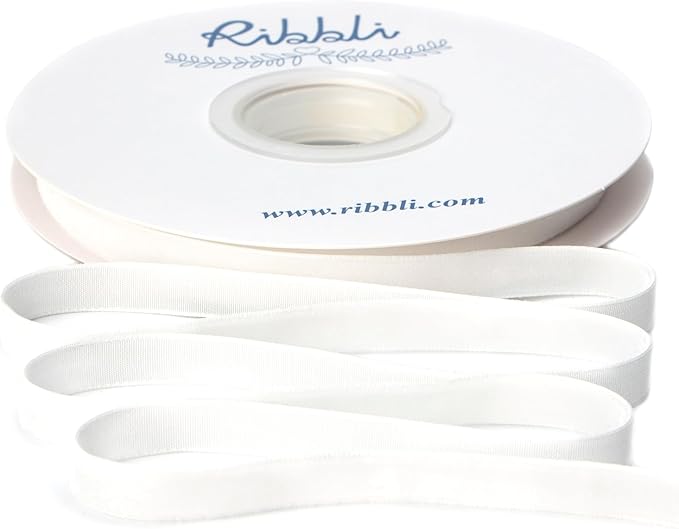 Ribbli Polyester Cream White Velvet Ribbon,3/8 Inches Continuous10-Yard Spool,Off White Christmas Ribbon for Gift Wrapping,Floral Bouquets, Home Decor