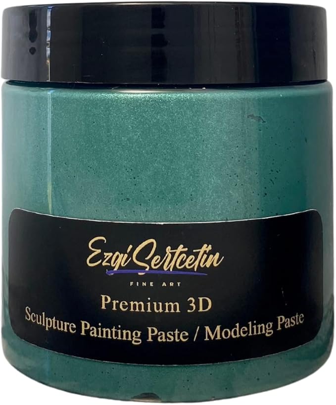 3D Sculpture Painting Paste|Texture Paste|Decorative Plaster|Unique Colors|Ideal for Artwork|Stencil|Flowers|Texture|Art Relief| 6 oz (Metallic Green)
