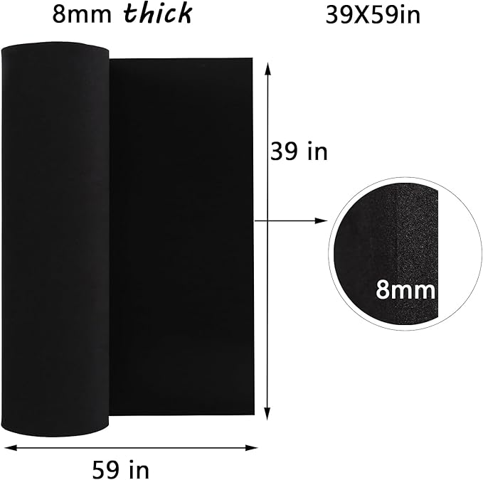 EVA Foam, Cosplay Foam Roll, Size 8mm Thick.39 x 59in（16sqft）. Suitable for Large Foam Cosplay Modeling, DIY Projects,Crafts. Ultra High Density 90 kg/m3.Black.