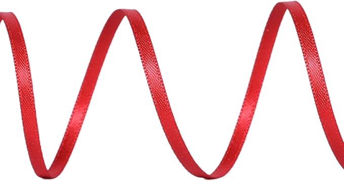 YAMA Red Double Faced Satin Ribbon 1/8 Inch 100 Yards Thin Red Ribbon for Gift Wrapping Crafts Bows Wedding Party Decoration