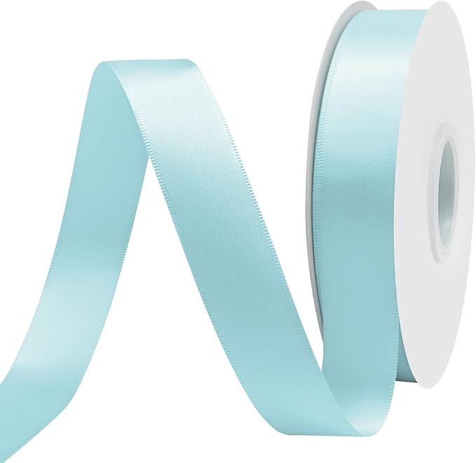 Lt.Blue Satin Ribbon 1" X 50 Yards Solid Color Double Faced Ribbons Perfect for Crafts Wedding Decor Bow Making Arts Sewing and More