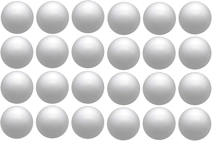 Crafjie 4 Inch Craft Foam Balls 24-Pack, Supplies Foam Balls for Christmas DIY Arts and Crafts, Smooth Polystyrene Foam Ball, for Decoration Household School Projects, White