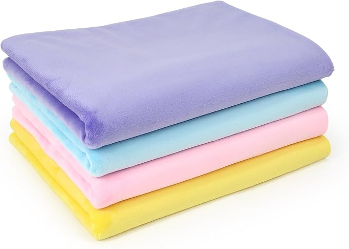kullaloo Minky Fabric | Bundle: 4 Precut Pieces Solid Minky Plush Fabric for Sewing | 39.5x29.5 Each | for Plushies, Baby Blankets, Pillows, Dog Beds, Apparel |Happy Baby Colors Minky Fabric Pack
