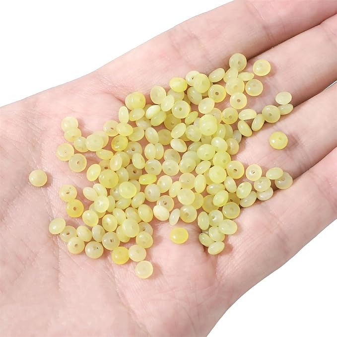 Natural Lemon Jade Disk Stone Beads 4x2mm 160pcs Rondelle Loose Semi Gemstone Beads for Jewelry Making Design
