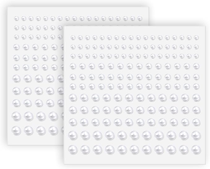 Pearl Stickers Self Adhesive Hair Pearls Gem White Jewel Sticker for Making Hair Decor Face,Body, Nail, Phone Art Craft Scrapbooking Embellishments Assorted Size 3mm/4mm/5mm/6mm (330)