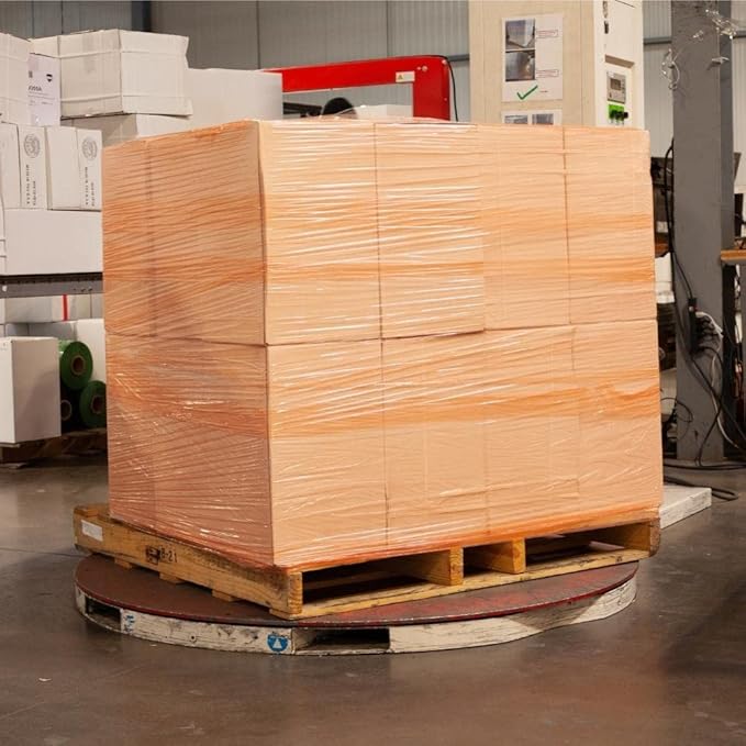 PSBM Orange Stretch Wrap, 15 Inch x 1476 Feet, 8 Pack, Tinted Pre-Stretched Shrink Wrap Film for Moving, Packaging, Pallet Wrapping
