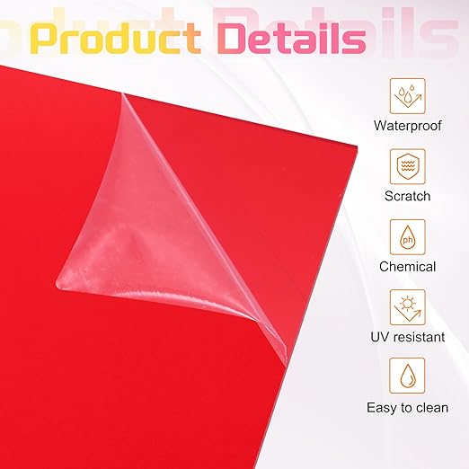 uxcell Acrylic Sheets 12x8 Inch Acrylic Panel 1/8 Inch-3mm Plastic Board for Picture Frames Sign Holders DIY Display Projects Craft, Clear Red