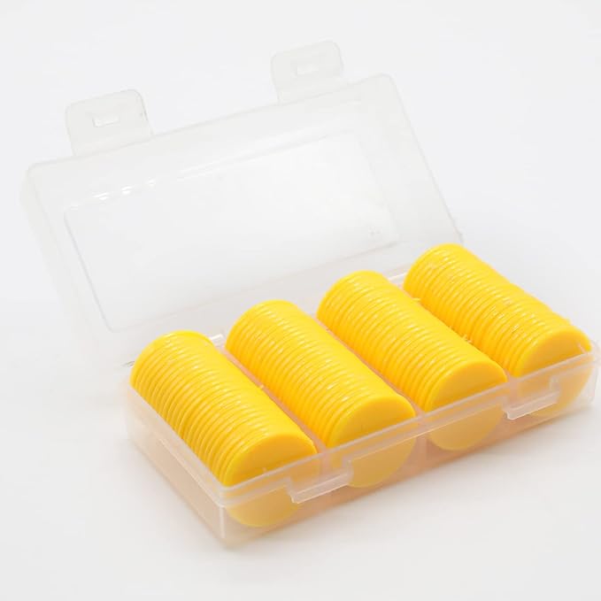 Set of 100 Opaque Plastic Learning Counters Mini Poker Chips Game Tokens with Storage Box (Yellow, 1 Inch)