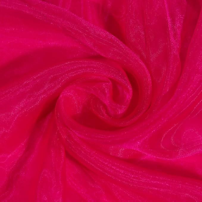 Fynite Sheer Organza Fabric - 1 Yard Long, 44" Wide - Bridal Solid Sheer Organza Bolt for Wedding Dress Fashion Craft Decorations - Silky Shiny - Hot Pink