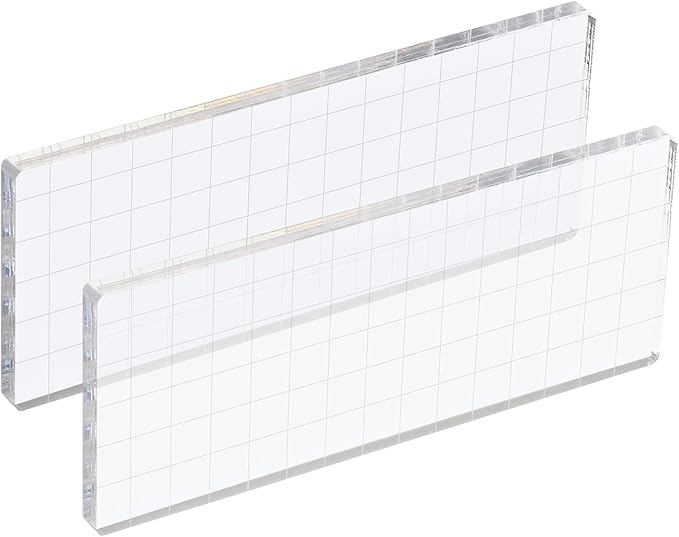 PATIKIL 6" x 3" Acrylic Stamp Block, 2 Pack Clear Stamping Block with Grid Lines Decorative Mounting Blocks Square for Scrapbooking DIY Crafts Card Making