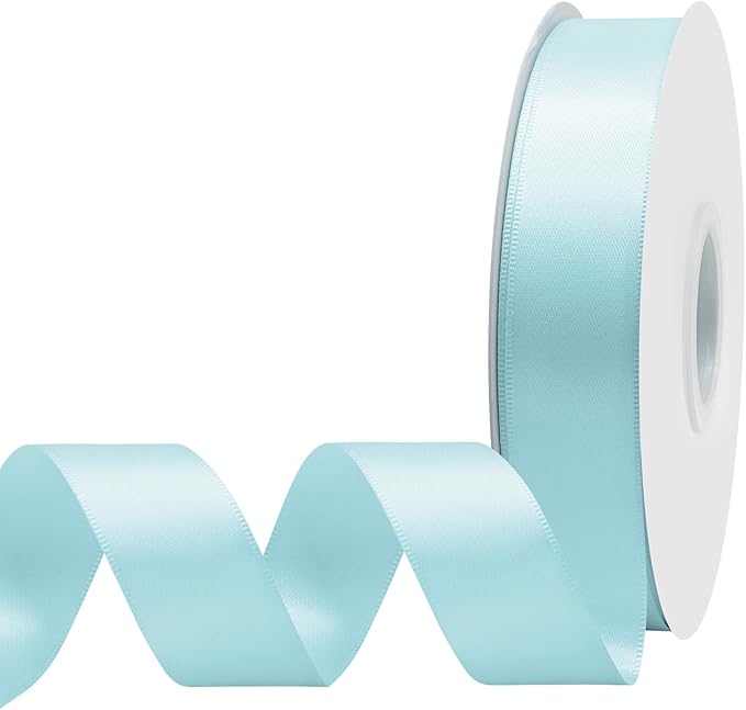 Lt.Blue Satin Ribbon 1" X 50 Yards Solid Color Double Faced Ribbons Perfect for Crafts Wedding Decor Bow Making Arts Sewing and More