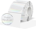 1.5" Round Transparent Thermal Label Stickers, Holographic Clear Direct Thermal Labels-Perforation Line Design& Waterproof- 300 Sheets