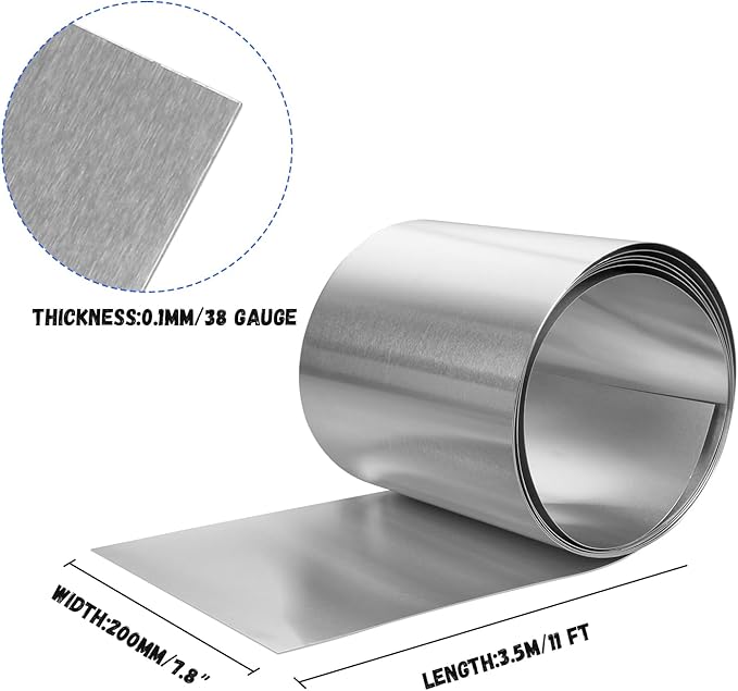 Aluminum Flashing Roll，Aluminum Sheet Roll 3500x200x0.1mm(LxWxT) Applicable to Various House Repair and DIY Projects