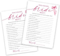 Wedding Shower Games Cards, Who Knows The Bride Best, Bridal Shower Games 25 Guests, Engagement Party Wedding Games for Guests, Pink Ribbon Bow Wedding Party Supplies - E03
